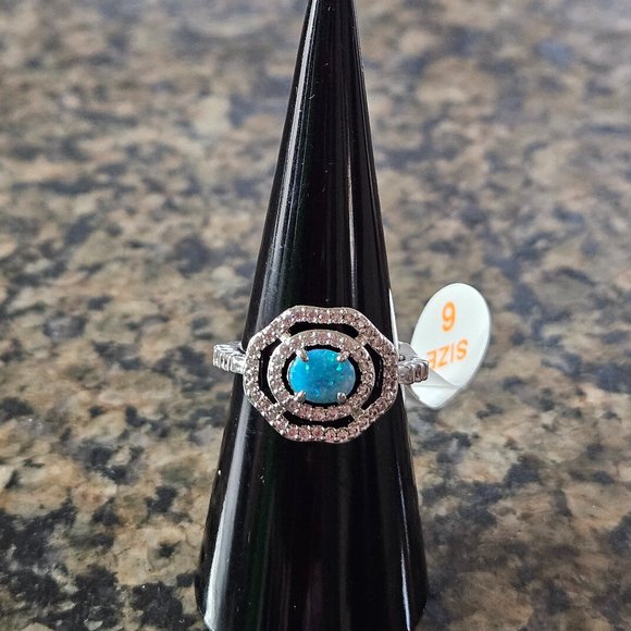 Bomb Party RBP7260 "She Is Timeless" Aqua Blue Fire Opal Sz 6 - Picture 1 of 5